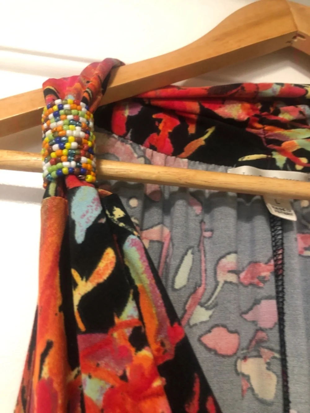 JOHN PAUL RICHARD Floral Print Maxi Dress Black Red Yellow Sleeveless V-Neck L - Picture 4 of 5